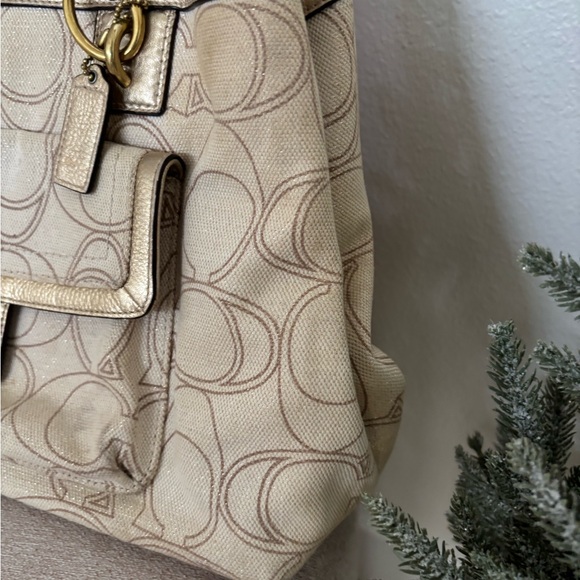 Coach Gold and Tan Shoulder Bag - Picture 3 of 10